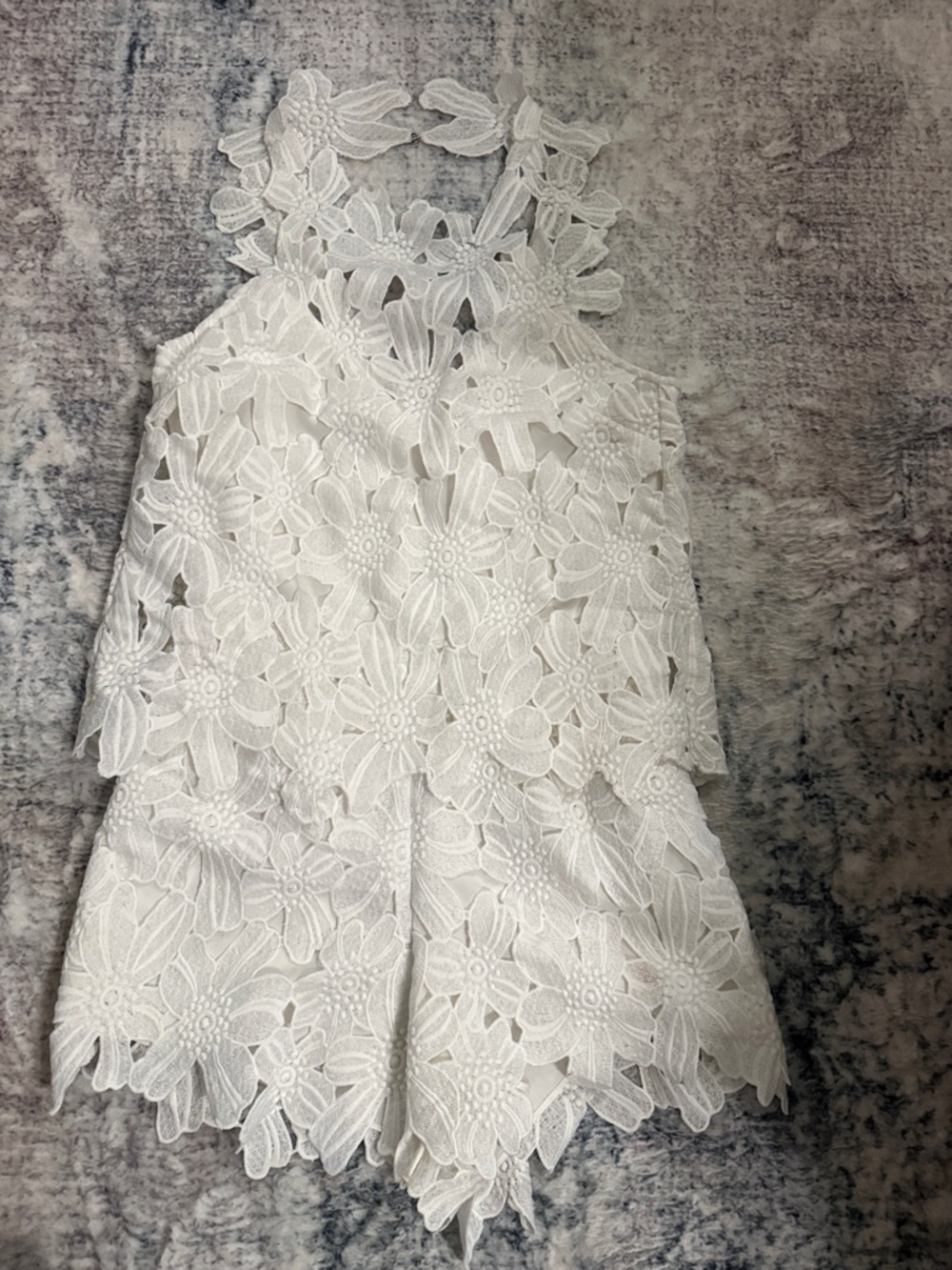 SAYLOR White Floral Lace Halter Dress